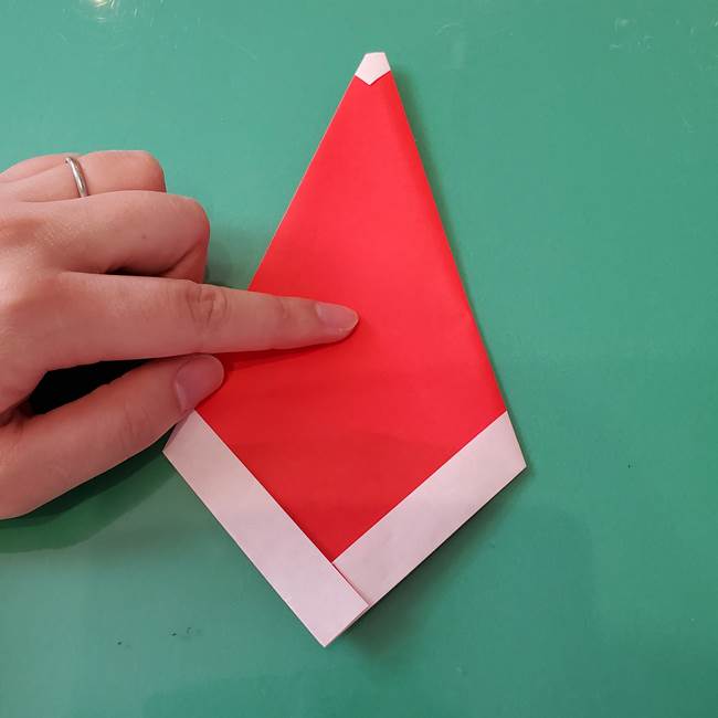 サンタクロース 折り紙2枚で4歳児も簡単な折り方作り方①顔(8)