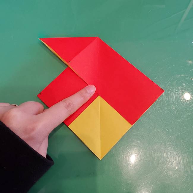 折り紙 クリスマスのベルとリボンの折り方作り方①折り筋(11)