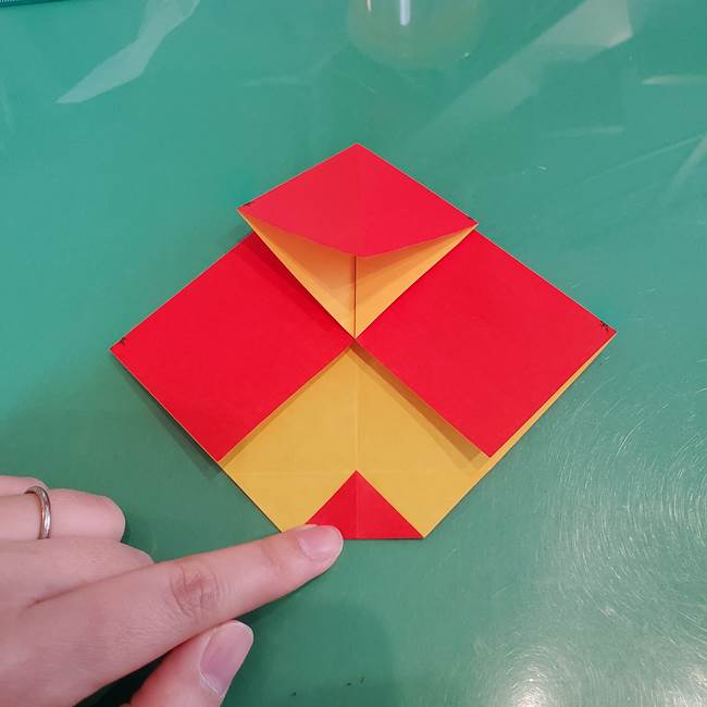 折り紙 クリスマスのベルとリボンの折り方作り方①折り筋(17)