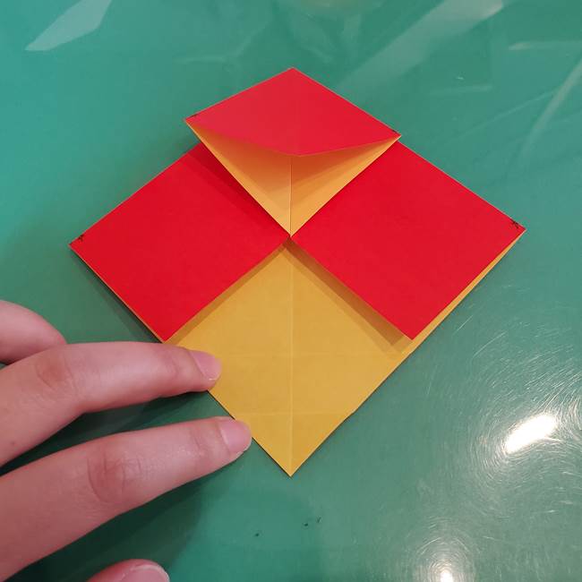 折り紙 クリスマスのベルとリボンの折り方作り方①折り筋(18)