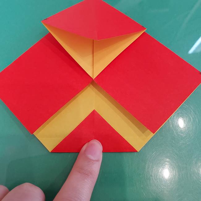 折り紙 クリスマスのベルとリボンの折り方作り方①折り筋(19)