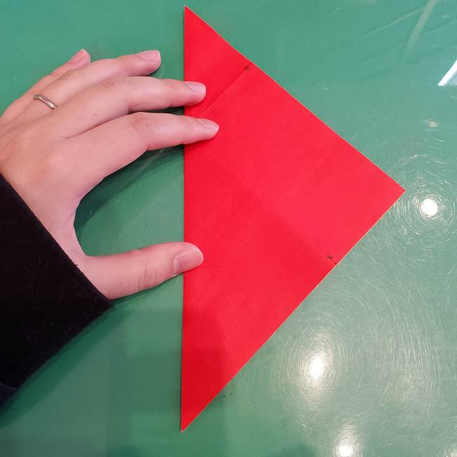 折り紙 クリスマスのベルとリボンの折り方作り方①折り筋(8)