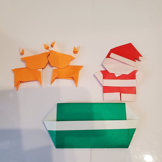 折り紙 トナカイとソリに乗ったサンタクロースの作り方 簡単でかわいい 子供と楽しむ折り紙 工作