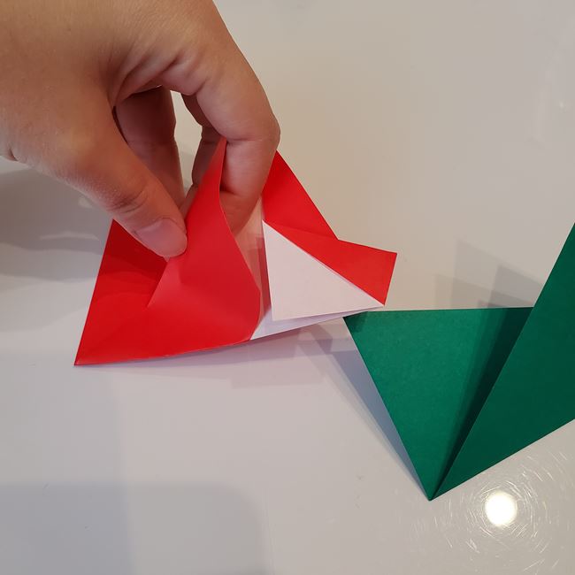 クリスマスリース 折り紙8枚でつくる折り方作り方②組み合わせ(2)