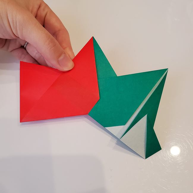 クリスマスリース 折り紙8枚でつくる折り方作り方②組み合わせ(4)