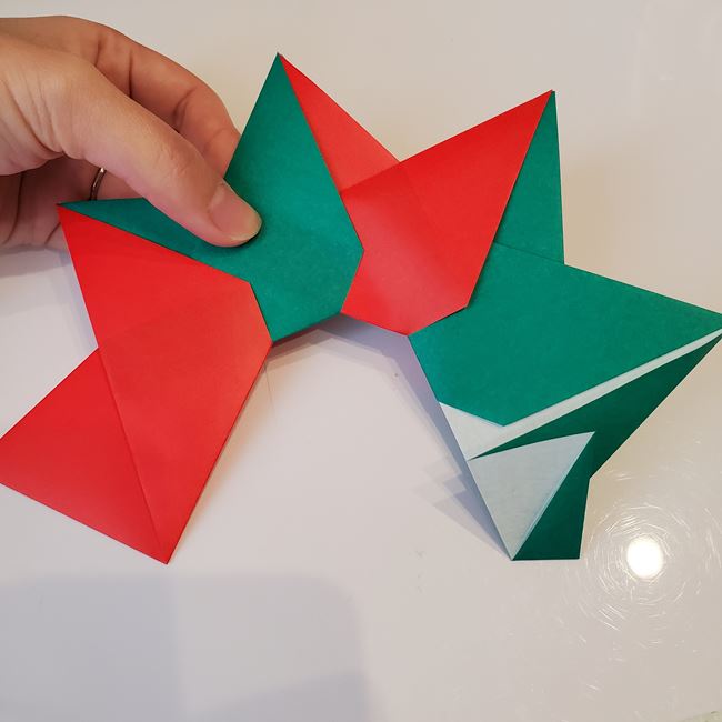 クリスマスリース 折り紙8枚でつくる折り方作り方②組み合わせ(5)