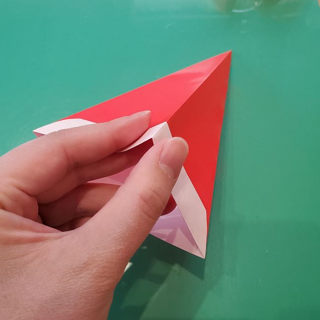 サンタさんの帽子の折り紙 立体的で簡単な折り方作り方(12)
