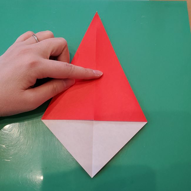 サンタさんの帽子の折り紙 立体的で簡単な折り方作り方(4)