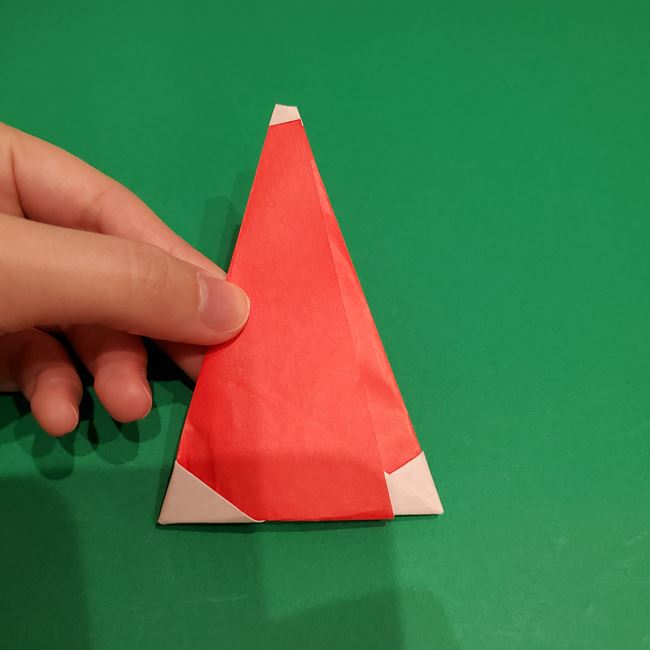 サンタクロースの帽子の折り紙 簡単な作り方折り方(17)