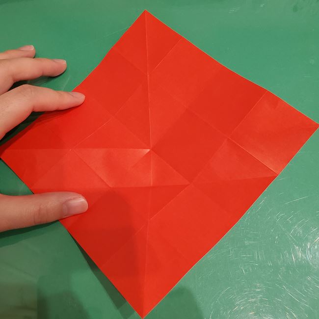 サンタクロースの折り紙 難しい折り方作り方①折り筋(14)