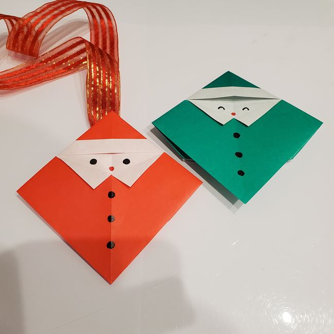 サンタクロースの折り紙メダルの簡単な作り方(平面)★②メダル(5)