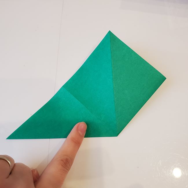 折り紙のクリスマスツリー星付きで立体的な作り方折り方①木(10)