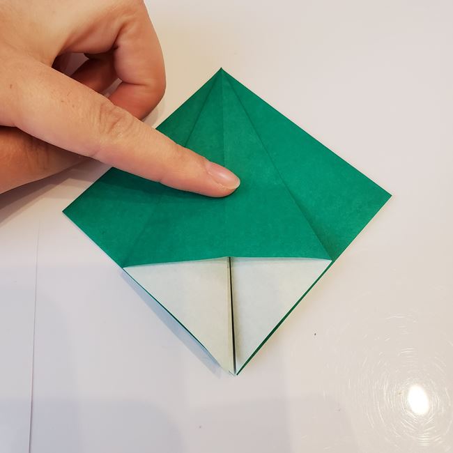 折り紙のクリスマスツリー星付きで立体的な作り方折り方①木(20)