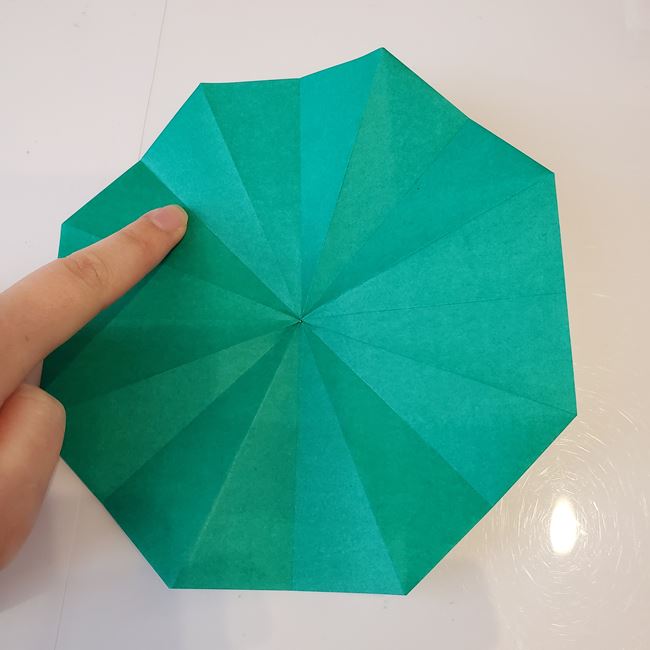 折り紙のクリスマスツリー星付きで立体的な作り方折り方①木(26)