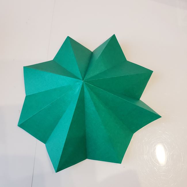 折り紙のクリスマスツリー星付きで立体的な作り方折り方①木(29)
