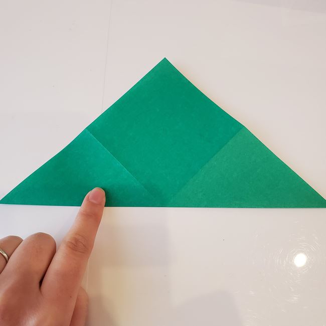 折り紙のクリスマスツリー星付きで立体的な作り方折り方①木(6)