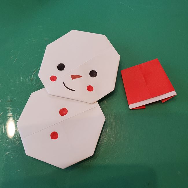 折り紙の雪だるまとバケツの帽子の簡単な折り方作り方③完成(1)