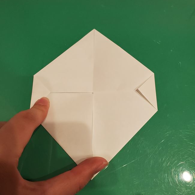 雪うさぎの折り紙 平面で簡単な折り方作り方①うさぎ(6)