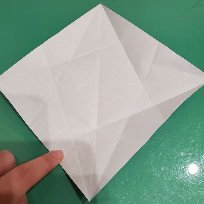 雪の結晶の折り紙 切らない折り方作り方①折り筋(11)