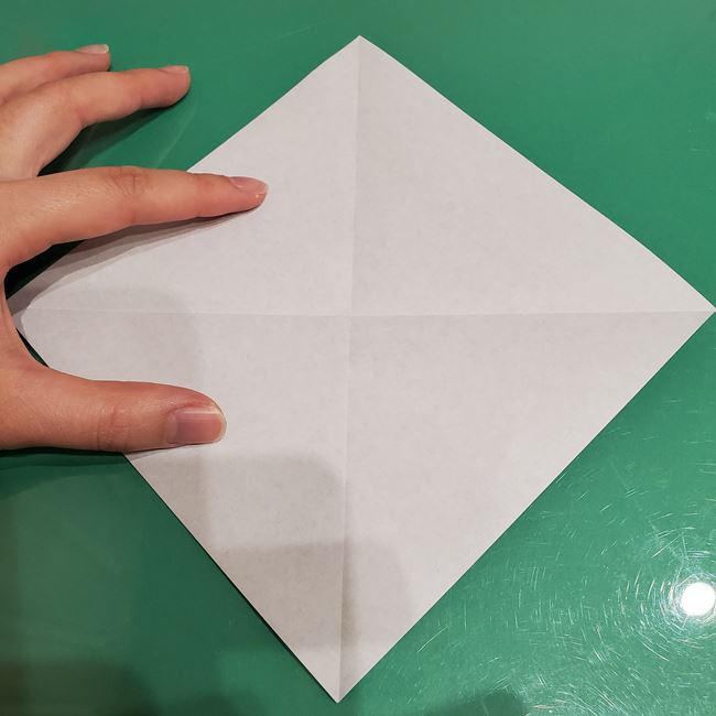 雪の結晶の折り紙 切らない折り方作り方①折り筋(5)
