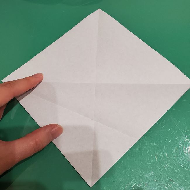 雪の結晶の折り紙 切らない折り方作り方①折り筋(7)
