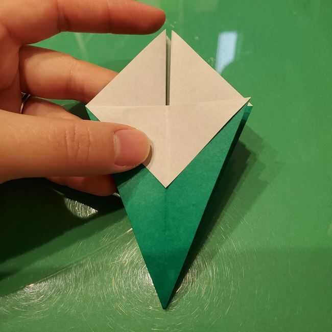 クリスマスのテーブル飾りの折り紙＊折り方作り方②蓋(12)