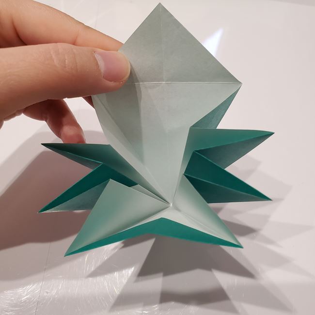 クリスマスのテーブル飾りの折り紙＊折り方作り方②蓋(19)