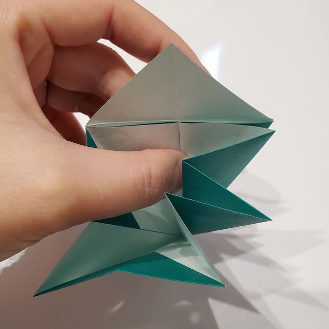 クリスマスのテーブル飾りの折り紙＊折り方作り方②蓋(20)