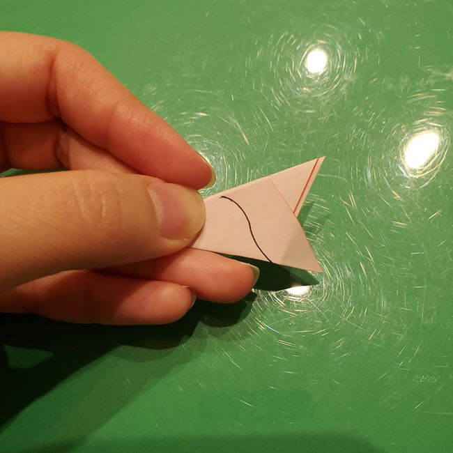 ポインセチアの折り紙 切り絵の切り方・作り方①花(8)