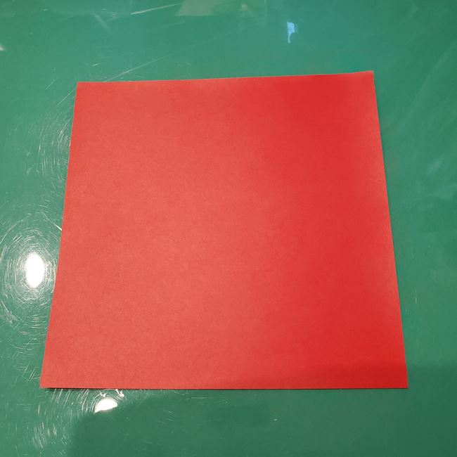 作り方 ポインセチアの折り紙を立体的につくる方法(花の折り方)①折り筋(1)