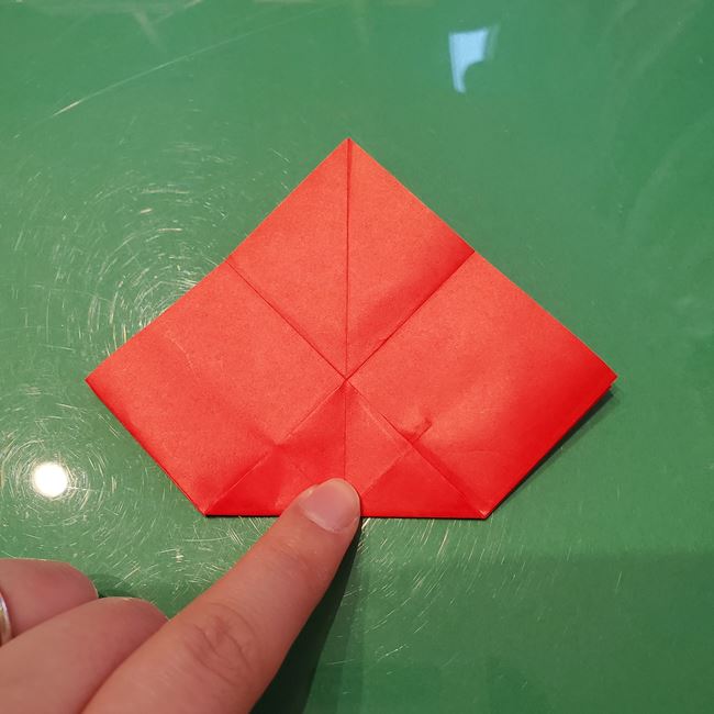 作り方 ポインセチアの折り紙を立体的につくる方法(花の折り方)①折り筋(11)