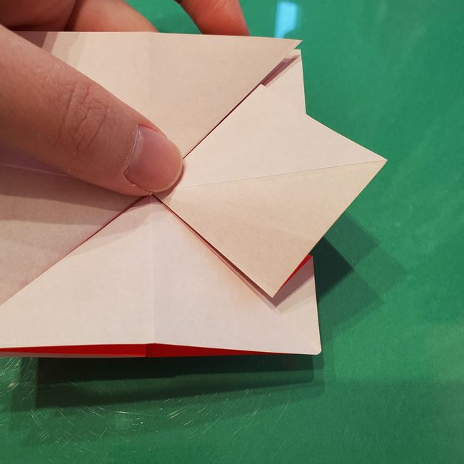 作り方 ポインセチアの折り紙を立体的につくる方法(花の折り方)①折り筋(22)