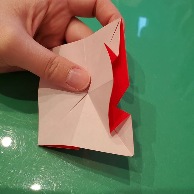 作り方 ポインセチアの折り紙を立体的につくる方法(花の折り方)①折り筋(23)