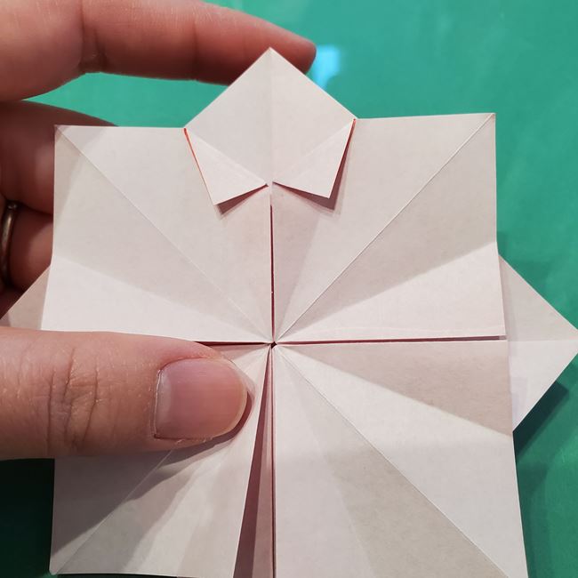 作り方 ポインセチアの折り紙を立体的につくる方法(花の折り方)①折り筋(27)