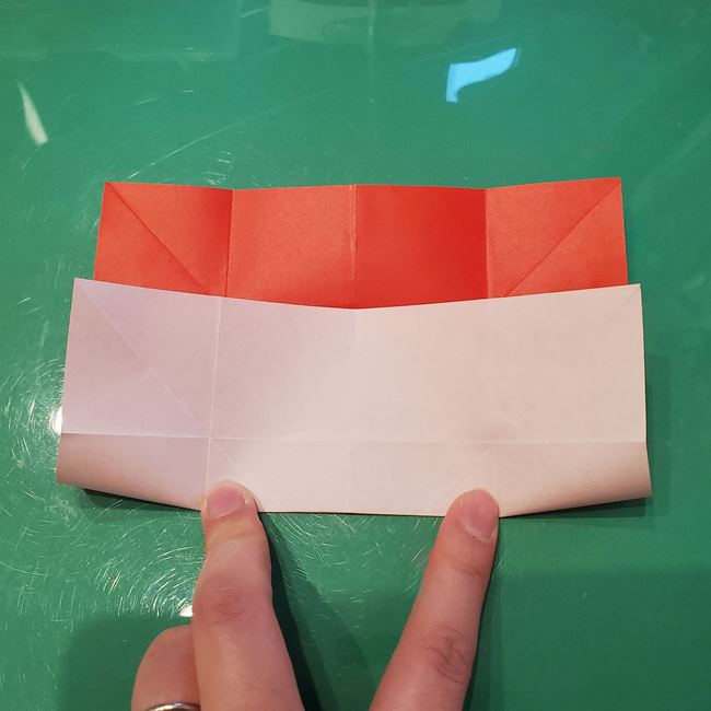 作り方 ポインセチアの折り紙を立体的につくる方法(花の折り方)①折り筋(5)