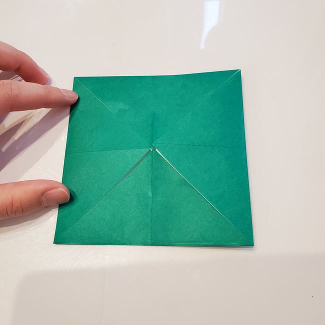 折り紙 ポインセチアの葉っぱの折り方作り方①折り筋(10)