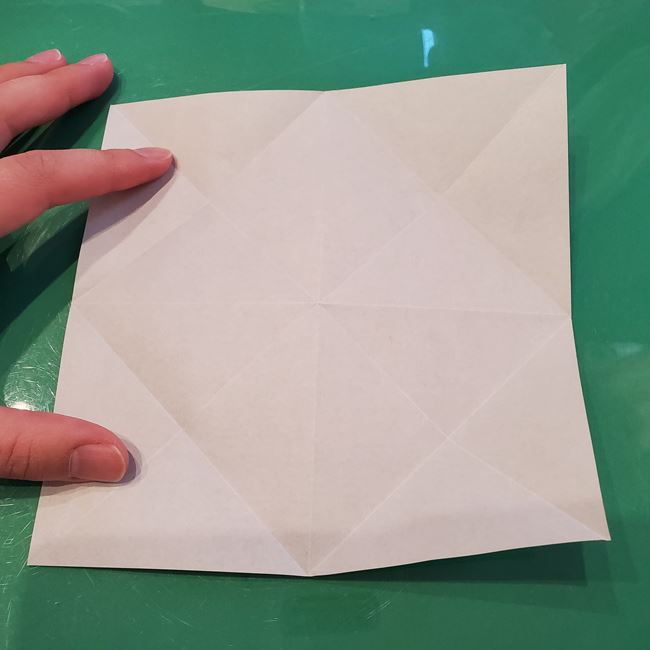 折り紙 ポインセチアの葉っぱの折り方作り方①折り筋(11)