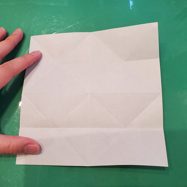 折り紙 ポインセチアの葉っぱの折り方作り方①折り筋(13)