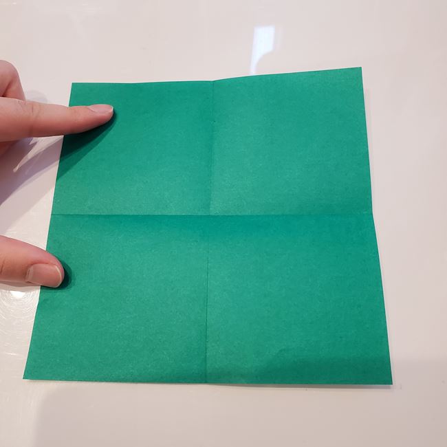 折り紙 ポインセチアの葉っぱの折り方作り方①折り筋(5)