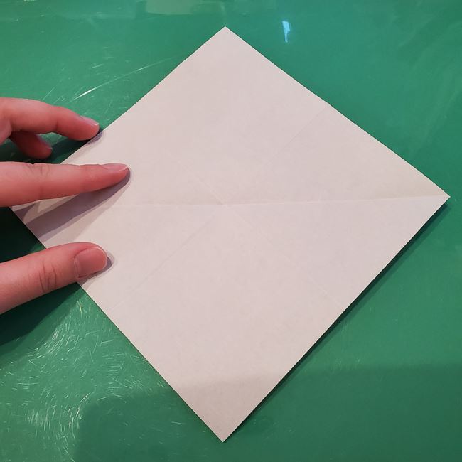 折り紙 ポインセチアの葉っぱの折り方作り方①折り筋(7)