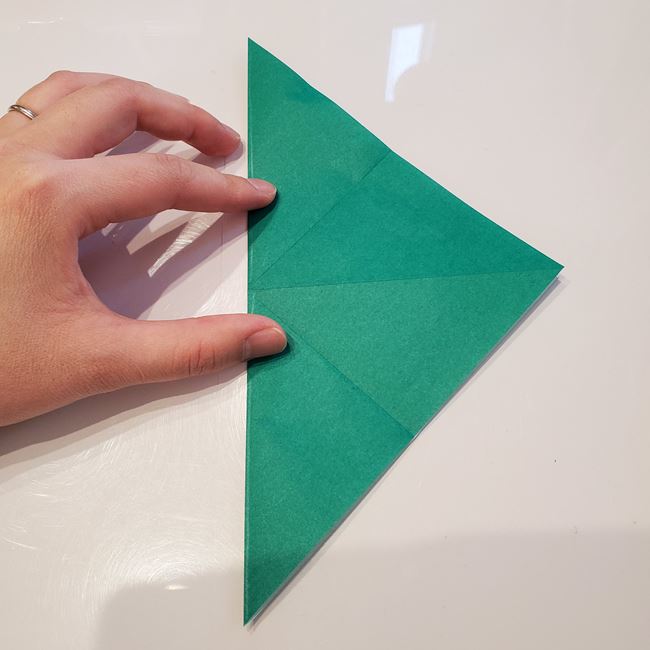 折り紙 ポインセチアの葉っぱの折り方作り方①折り筋(8)