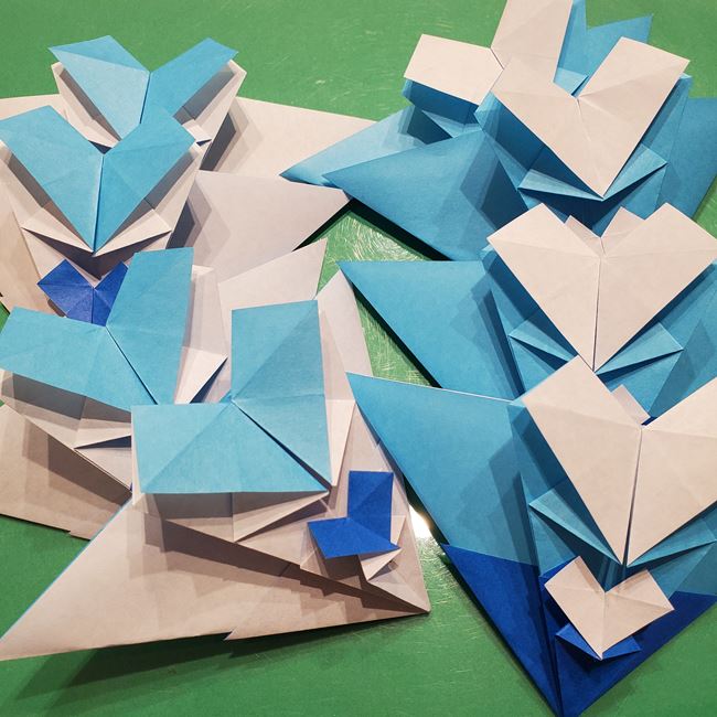 雪の結晶 折り紙でハートの模様がつくれる折り方作り方②組み合わせ(4)
