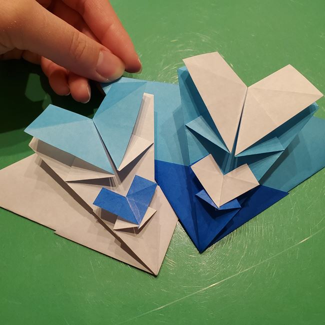 雪の結晶 折り紙でハートの模様がつくれる折り方作り方②組み合わせ(6)