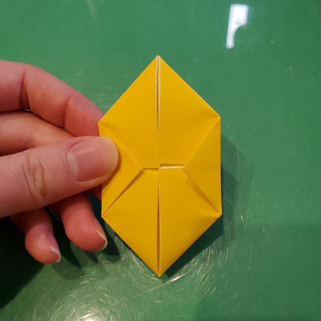 ピカチュウの折り紙 全身で立体的な作り方折り方①顔(16)