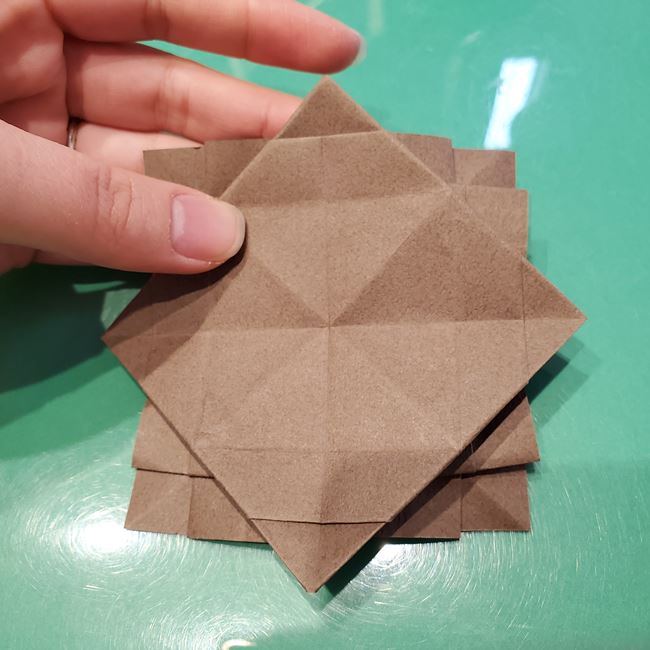 折り紙のこまをハート模様にする折り方作り方①土台(32)