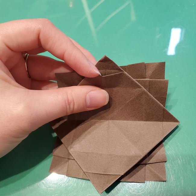 折り紙のこまをハート模様にする折り方作り方①土台(34)