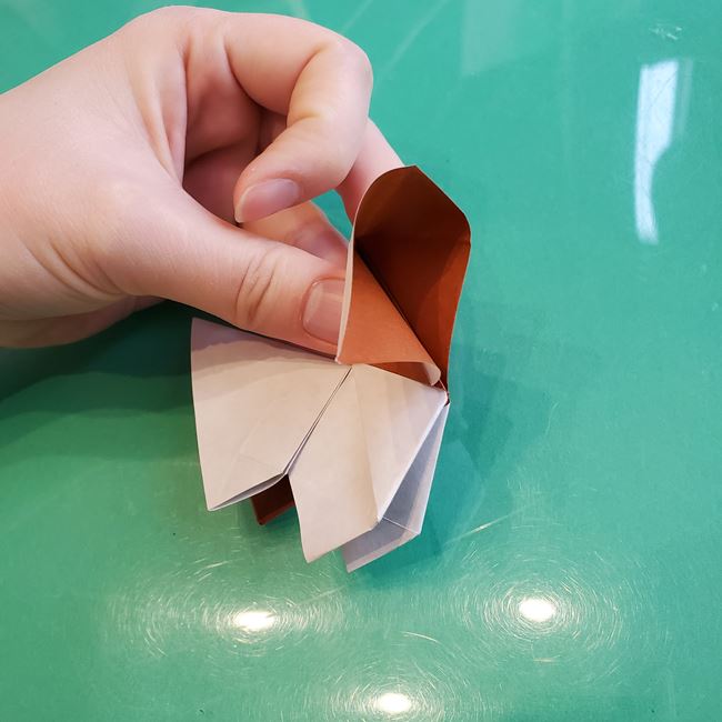 折り紙の動物 立体の犬の作り方折り方②顔(12)