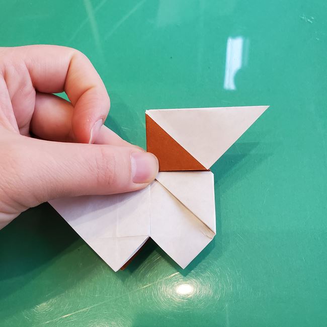 折り紙の動物 立体の犬の作り方折り方②顔(14)