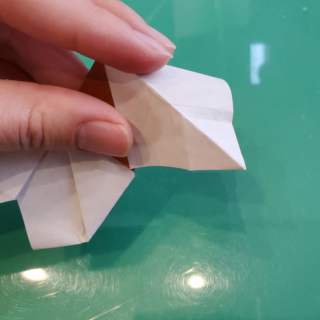 折り紙の動物 立体の犬の作り方折り方②顔(18)