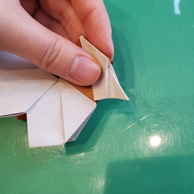 折り紙の動物 立体の犬の作り方折り方②顔(19)